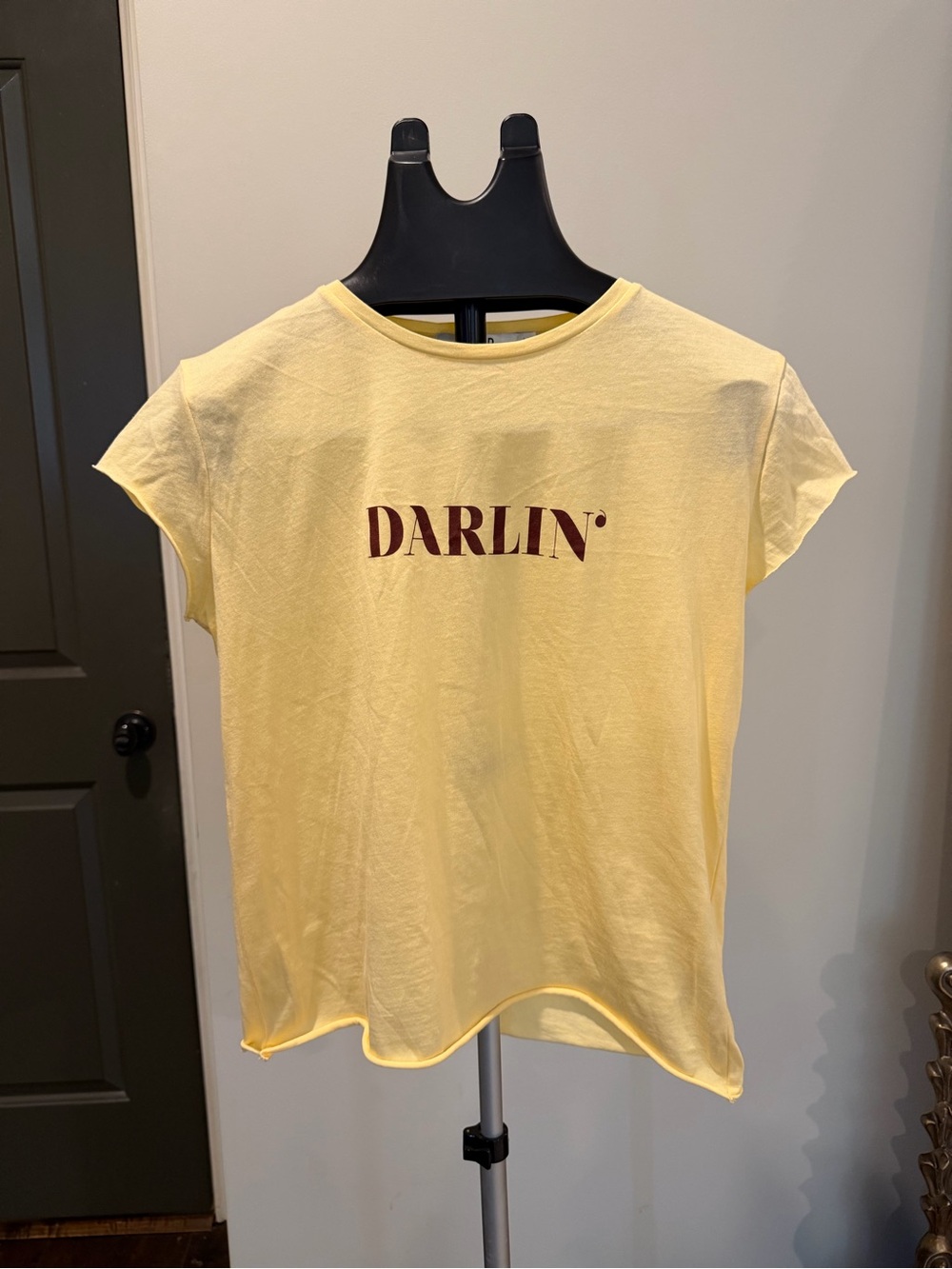 NA-KD Yellow Darlin Graphic Tee Small Casual Minimalist Top